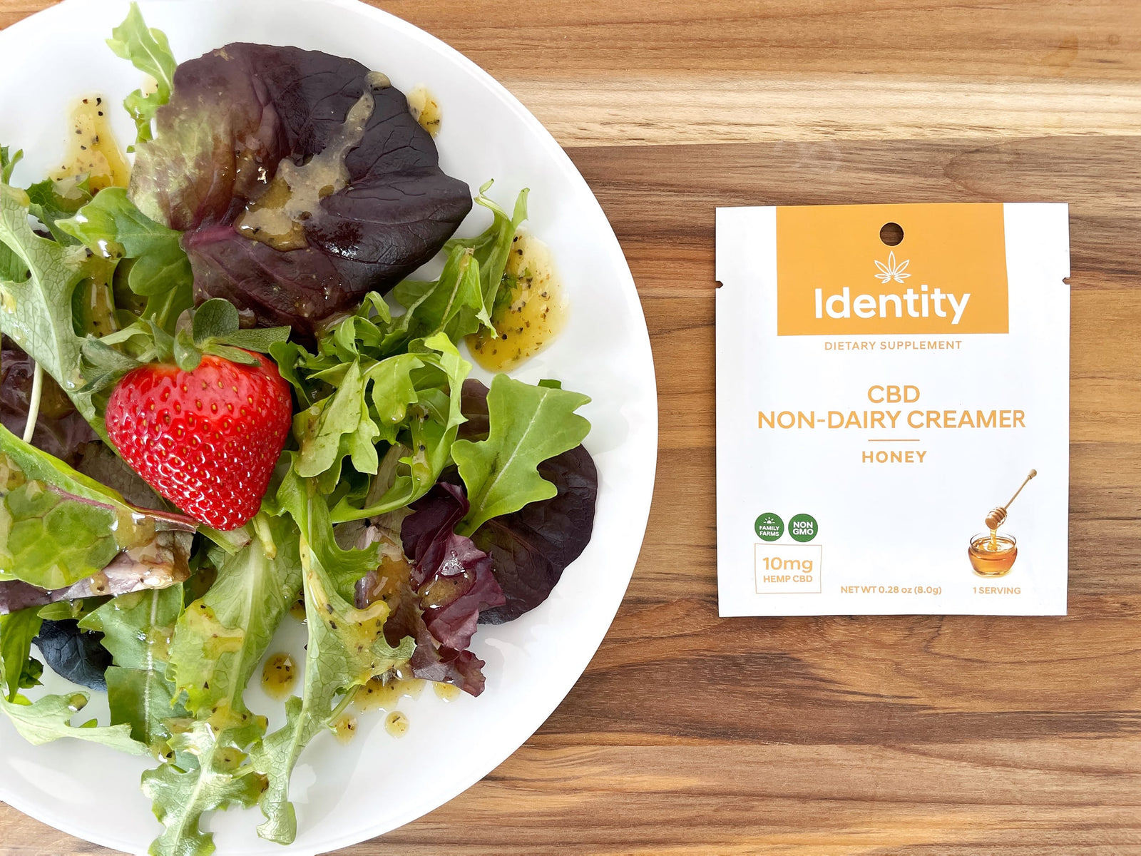 Happy Honey Vinaigrette with Identity CBD Creamer